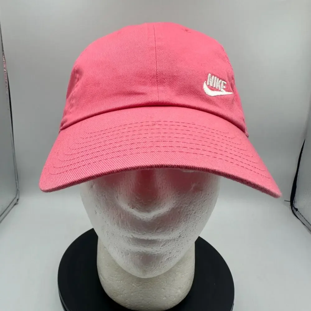 Women Nike Hat Cap S1ZE Heritage86 Distressed Strapback Adjustable Casual Pink